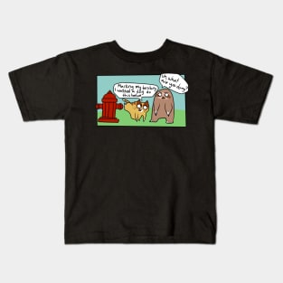 Cat and Sloth Fire Hydrant Comic Kids T-Shirt